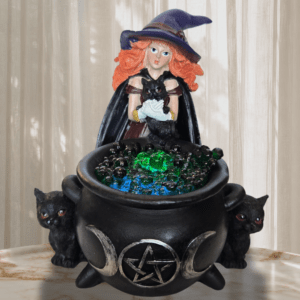 Hallow's Eve Cauldron Witch Statue - Image 1