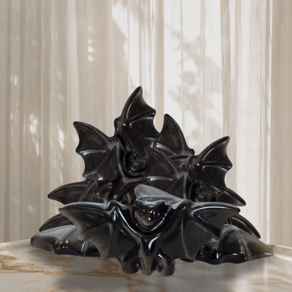 Silver Sheen Obsidian Bat