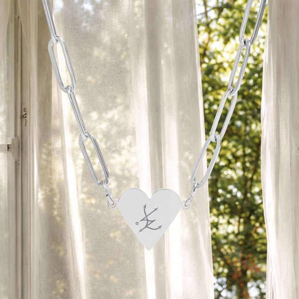 Stylized LS Sigil Heart Necklace
